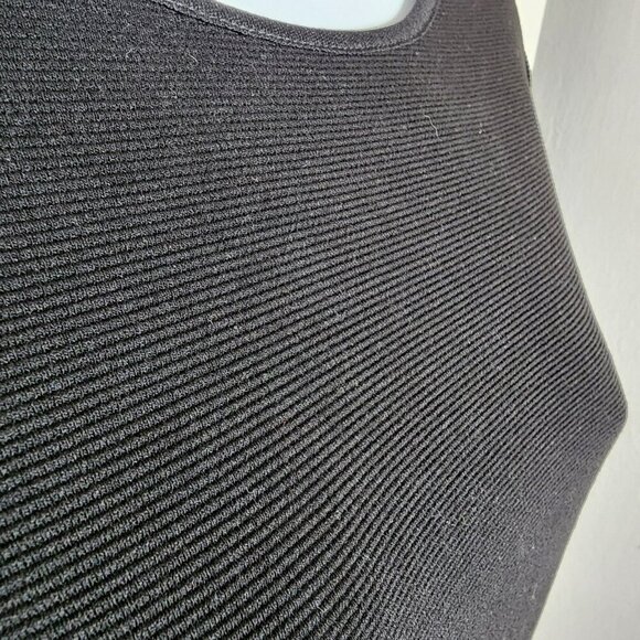 Mario Serrani Italy Black Knit Sheath Dress Women’s Large Ribbed Texture - Picture 5 of 5